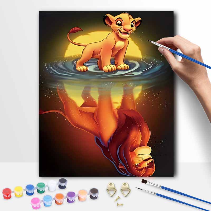 Disney Lion King Simba Mufasa oil painting art handmade diy painting home decoration gift 20x30cm