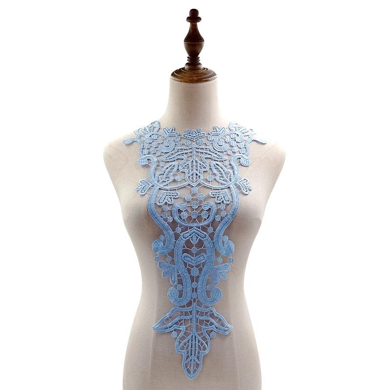 Krajkový límec rozpustný ve vodě, vyšívaná brož z mléčného hedvábí, velké červené krajkové DIY doplňky, trojrozměrný dutý límec