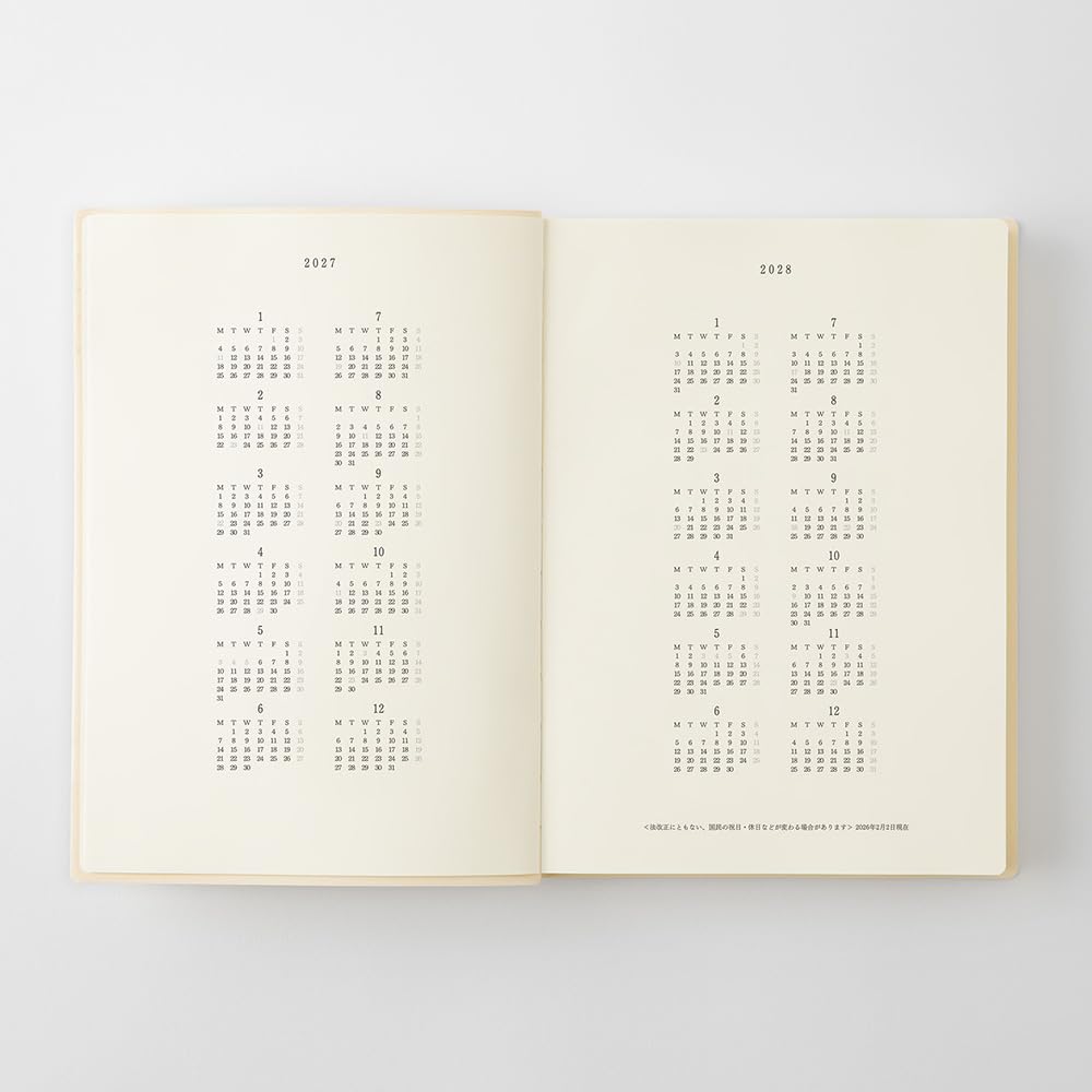 Midori MD PRODUCT MD Notebook 2027 A5 Daily 1 Page Per Item Number 22493006 December Diary, Edition, Size, Planner, Day, (Starts 2026)