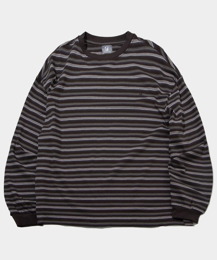 SOMEPLACE MAN Multi-Stripe Raglan Striped Layering Long Sleeve [Brown]