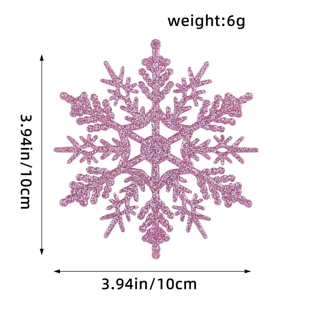 10CM Plastic Snowflake Christmas Tree Decorations - Hollow Powdered Snowflake Pendants