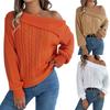 Women's Fashion Casual Loose Lapel Sexy Lapel Off-shoulder Color Long Sleeve Sweater Pullover Top