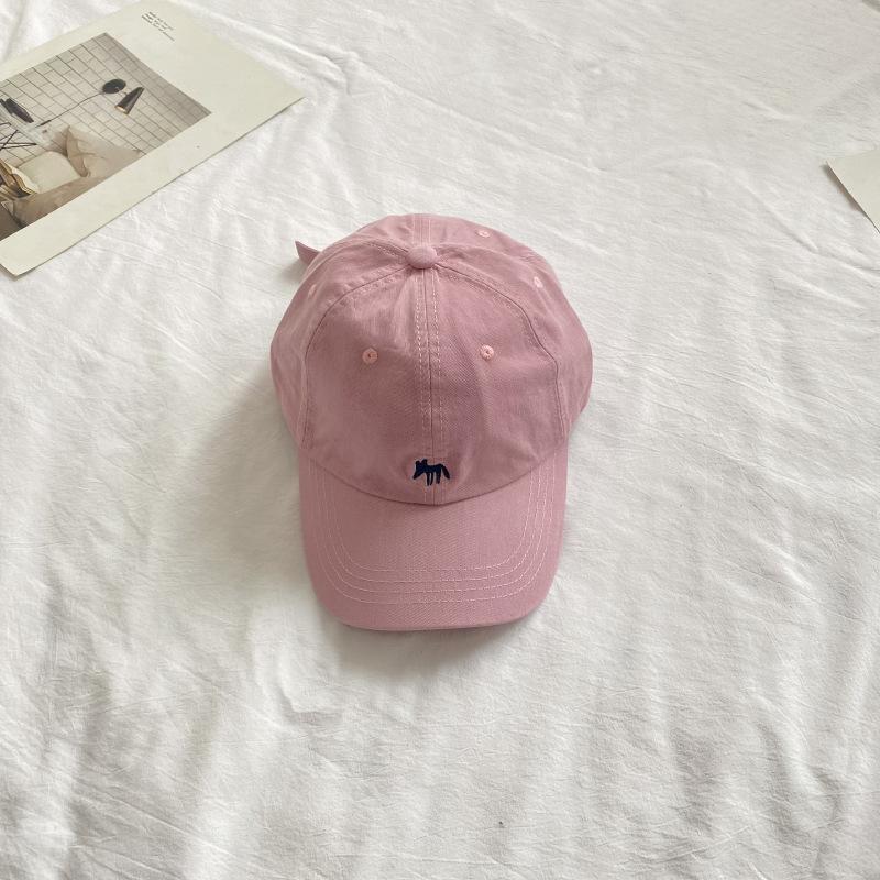 New Korean-style embroidered little fox cotton baseball cap for men and women, wide brim, face-slimming duckbill cap, sun-shading and trendy