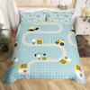 Kids Construction Trucks Duvet Cover King Size Boys Cartoon Car Excavator Tractor Bedding Set Highway Comforter