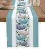 Autumn Blue Pumpkin Linen Table Runner Kitchen Table Decor Reusable Farmhouse Table Runners for Dining Wedding Decorations