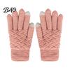 Soft Acrylic Winter Accessories 1 Pair Warm Fleece Lined Gloves for Women Men, Cold Thickened Plush Thermal Mittens Weather Gloves, Knit Touchscreen