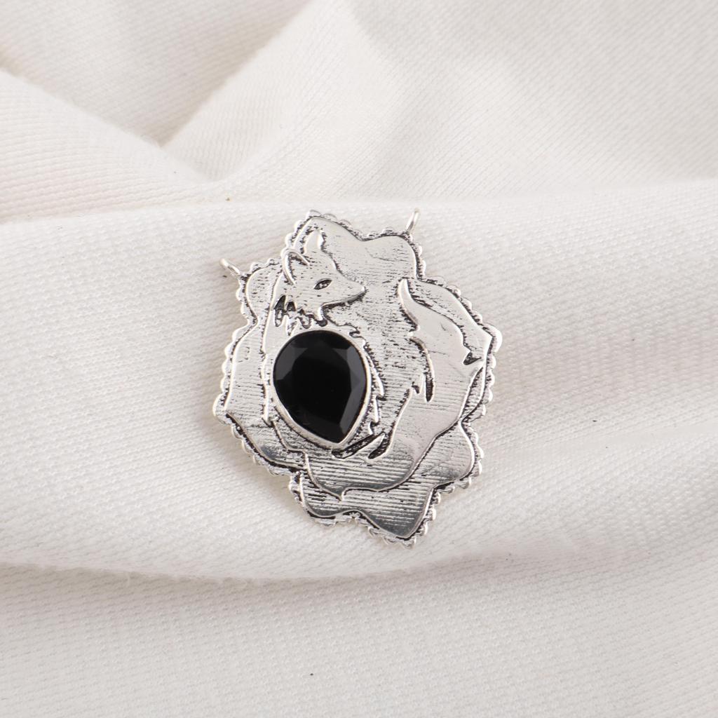 Black Onyx Gemstone Silver Jewelry, 925 Sterling Silver Pendant, Handmade Designer Onyx Pendant Gift For Activists