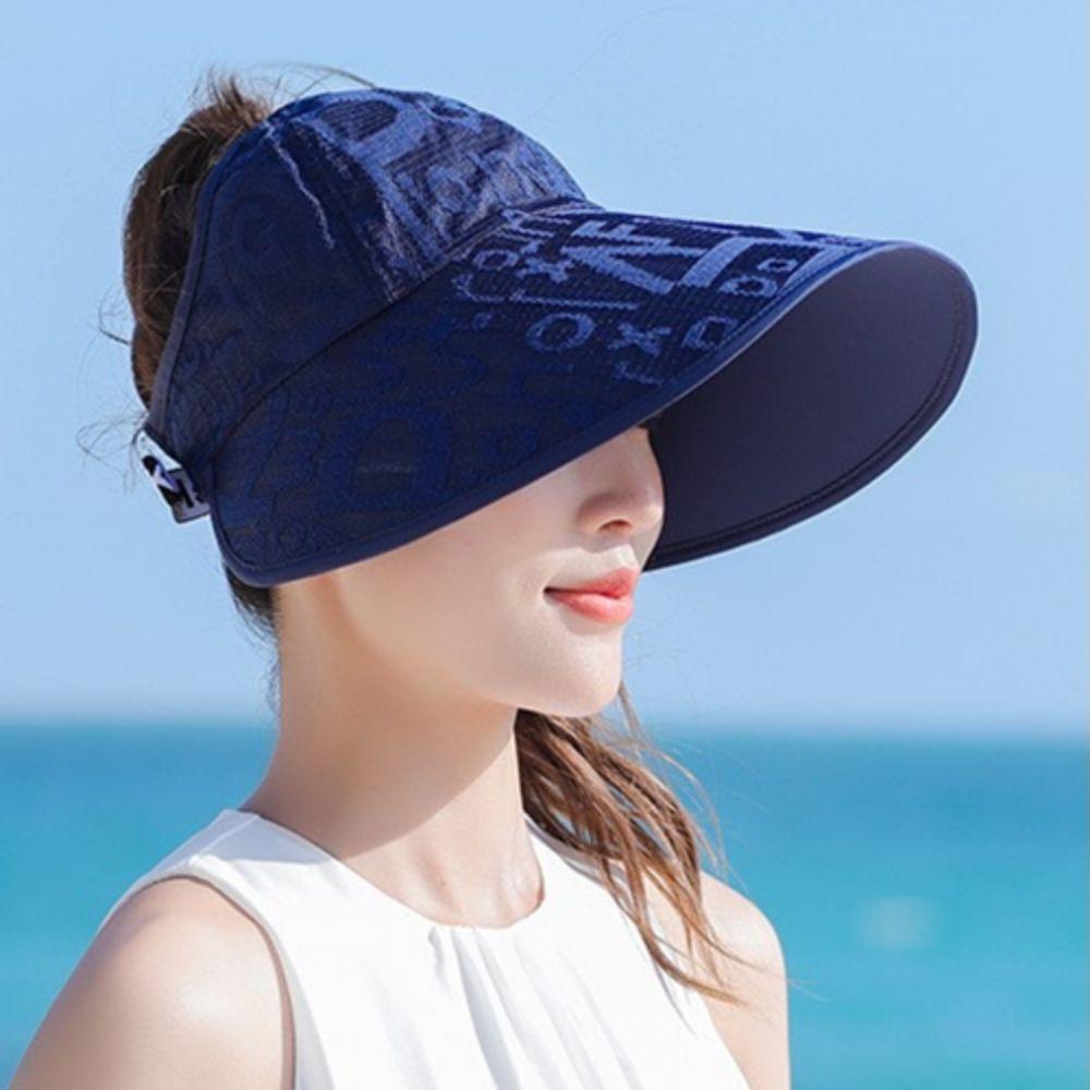 UV Protection Sunscreen Bucket Cap Letter UV Protection Hat Large Brim Sun Hat Fishing
