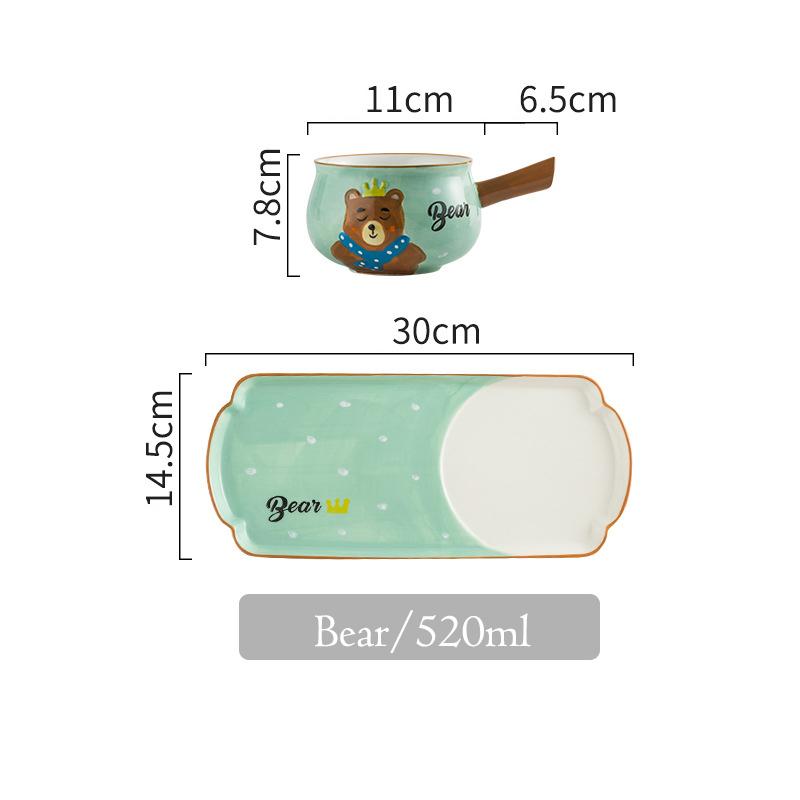 1 Set Cartoon Kaninchen Schüssel Schüssel Keramik Frühstück Platte Haferflocken Schüssel für Kinder Dessert Platte Milch Behälter