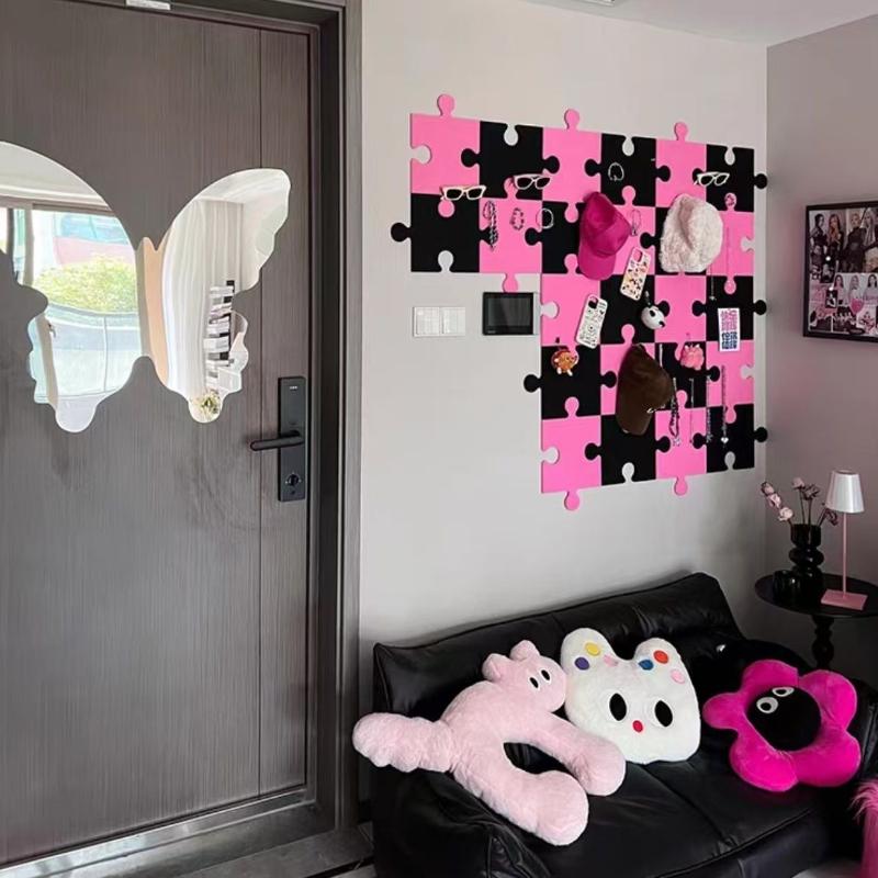 3D Felt Puzzle Wall Sticker Living Room Wall Decor Splicing Images Felt Board Wallpaper Self-adhesive Sticker Photo Background