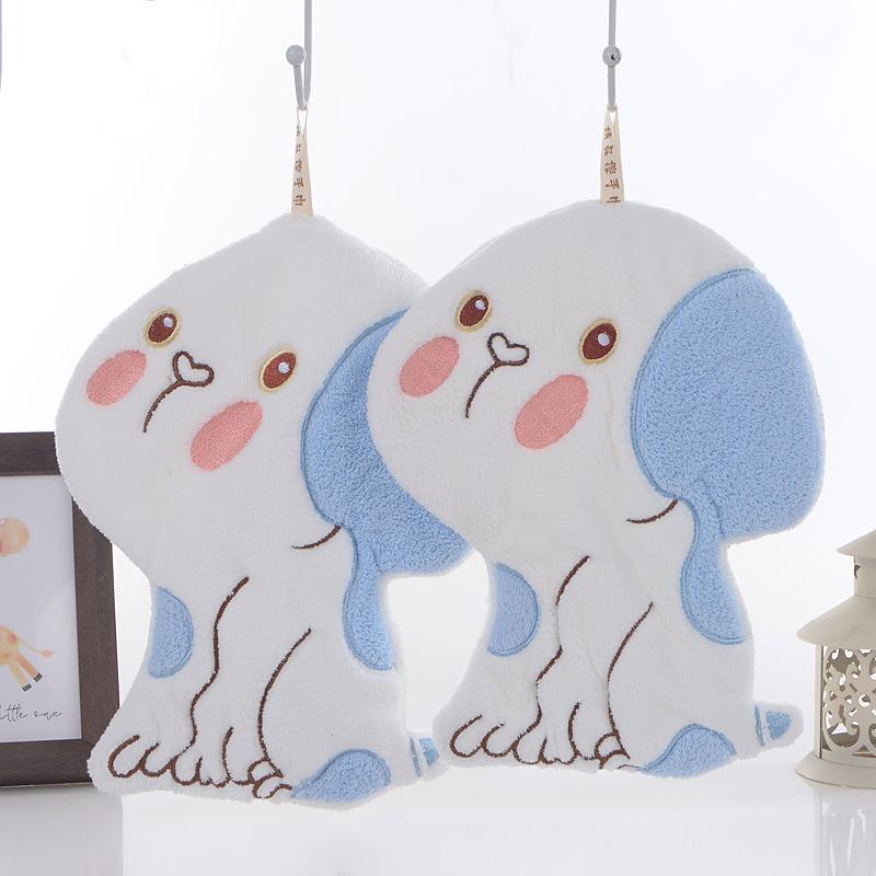 Coral fleece hanging hand towel cartoon shape absorbent cute hanging towel kitchen bathroom hand towel