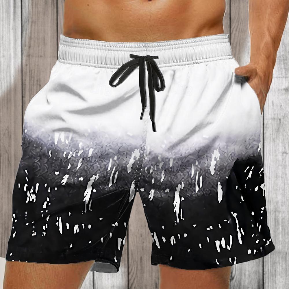 Men s Geometric Pattern Gradient Color Swim Trunks Swim Shorts Board Shorts Mid Waist Fashion Streetwear Designer Casual Daily 2XL