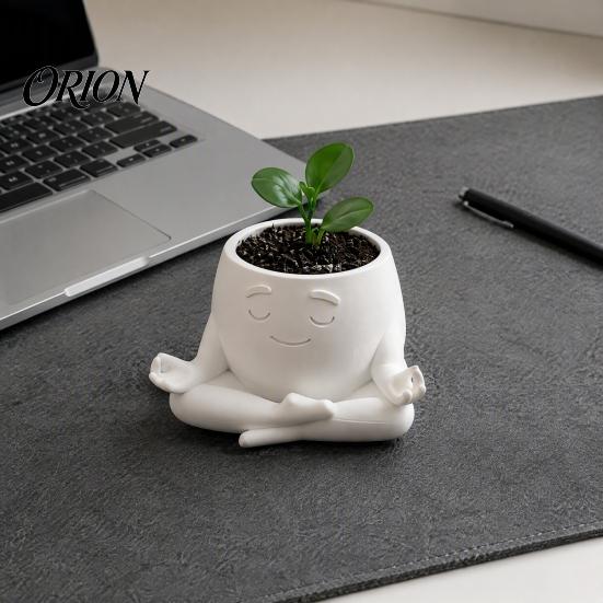 Meditation Figure Succulents Pot Sit In Planter, Cute Zen Flower Pot, 3D Printed Small Durable PLA Plant Holder for Cacti, Home Office Desktop