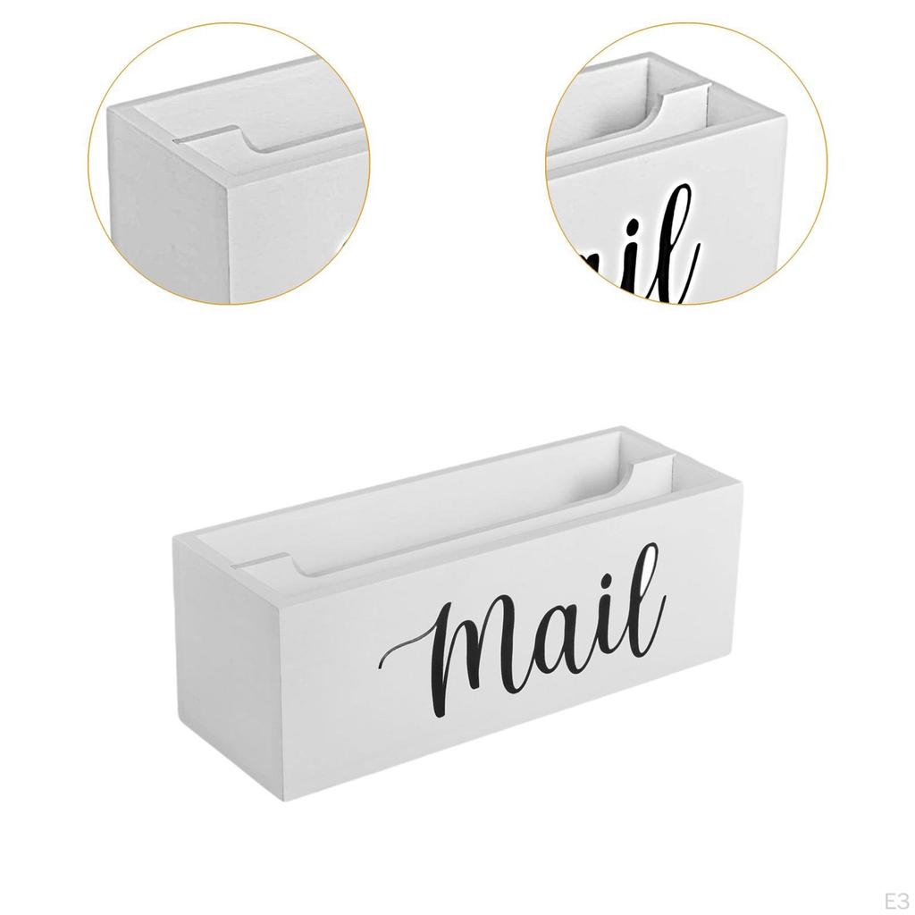 Mail Holder Box Envelope Bill Holders Wood Basket Mails Organizer Countertop, Letter
