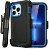 For iPhone 13 Pro Max Case with Clip Belt Holster, Heavy Duty Military Grade Drop Protective Case for iPhone 13 Pro Max 6.7" Case (Black+Blue)