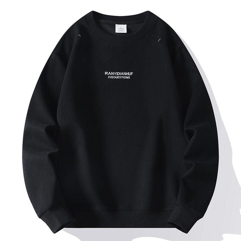 Spring Round Neck Sweater Men Loose Simple Casual Shirt Outdoor Sports Long Sleeve T-shirt Solid Color Fashion Bottoming Shirt