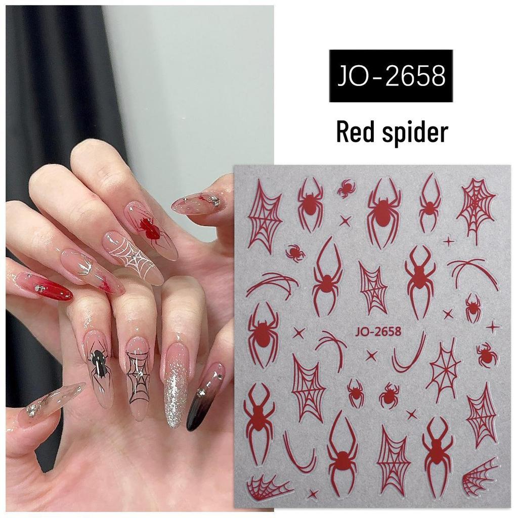 Halloween Red Spider Web Nail Art Stickers – Dark Style Wearable Decorations