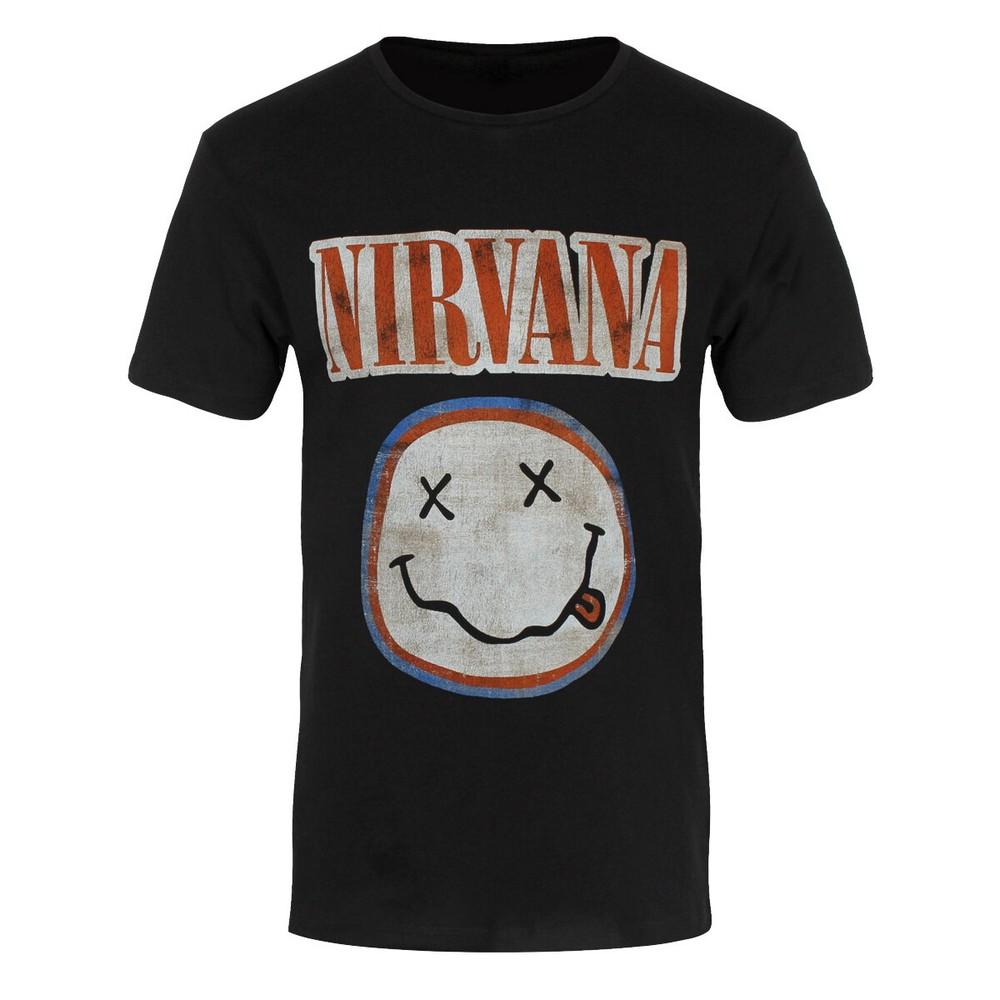 Nirvana TShirt Distressed Logo Official Band Black Unisex T-Shirt L