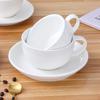 European Latte Art Cappuccino Cup & Saucer Set - White Ceramic Tea/Coffee Cup for Hotel Guest Room