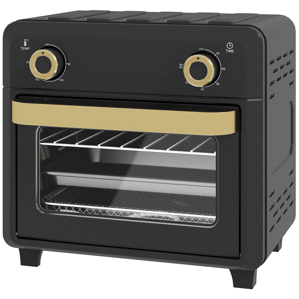 10L Air Fryer Oven, Mini Oven, Oil Free Cooking, Grill, Roast, Bake, with Adjustable Temperature, Timer, Dishwasher Safe, 1000W, Black