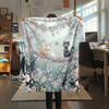Butterfly Cat on a Branch  Print Flannel Blanket, High quality Comfortable for All Seasons, Home Decor, Warmth and Comfort
