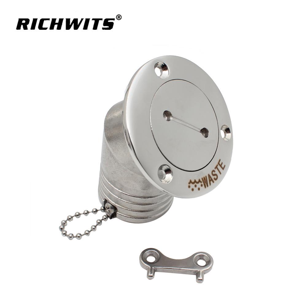 RICHWITS Stainless Steel 316 45° Fuel Filler Cap for RV, Yacht, or Water Tank
