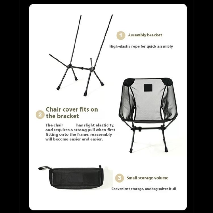 Anti Sink Moon Camping Chair Reinforced 7075 Aluminum Frame Mechanism Breathable Mesh Seat Outdoor Chair For Fishing Trip