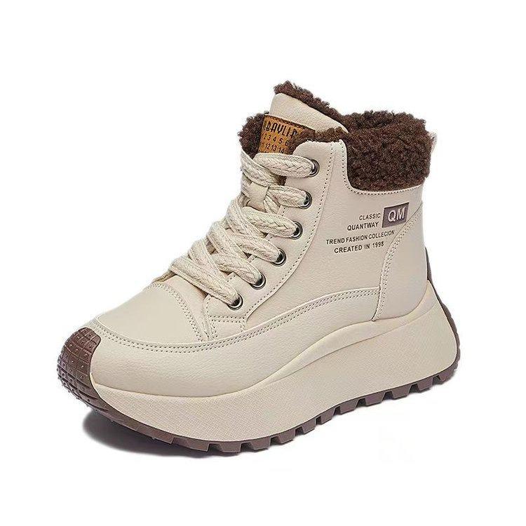 High-top cotton shoes platform dad shoes winter new velvet fashion thickened short boots waterproof and non-slip Northeast snow boots