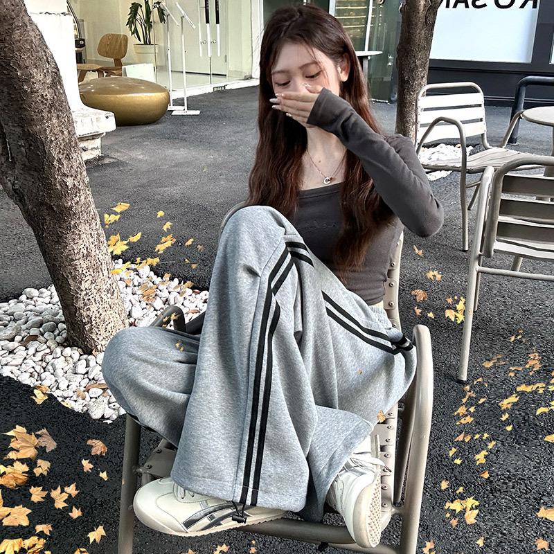 

Wide-leg sweatpants women s spring new paratrooper pants loose high-waisted and thin casual tied-foot straight guard pants XL