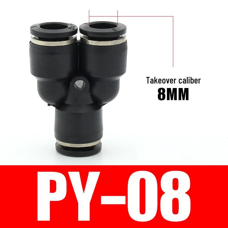 PU Pneumatic Quick Connect Air Hose Fittings, Straight & Three-Way, Sizes: 4/6/8/10/12/16mm