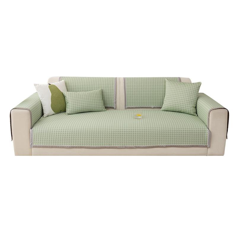 Summer New Cool Bean Ice Silk Sofa Cushion Straight Row Anti-Cat Scratch Sofa Cover Fixed Non-Slip Sofa Seat Cushion