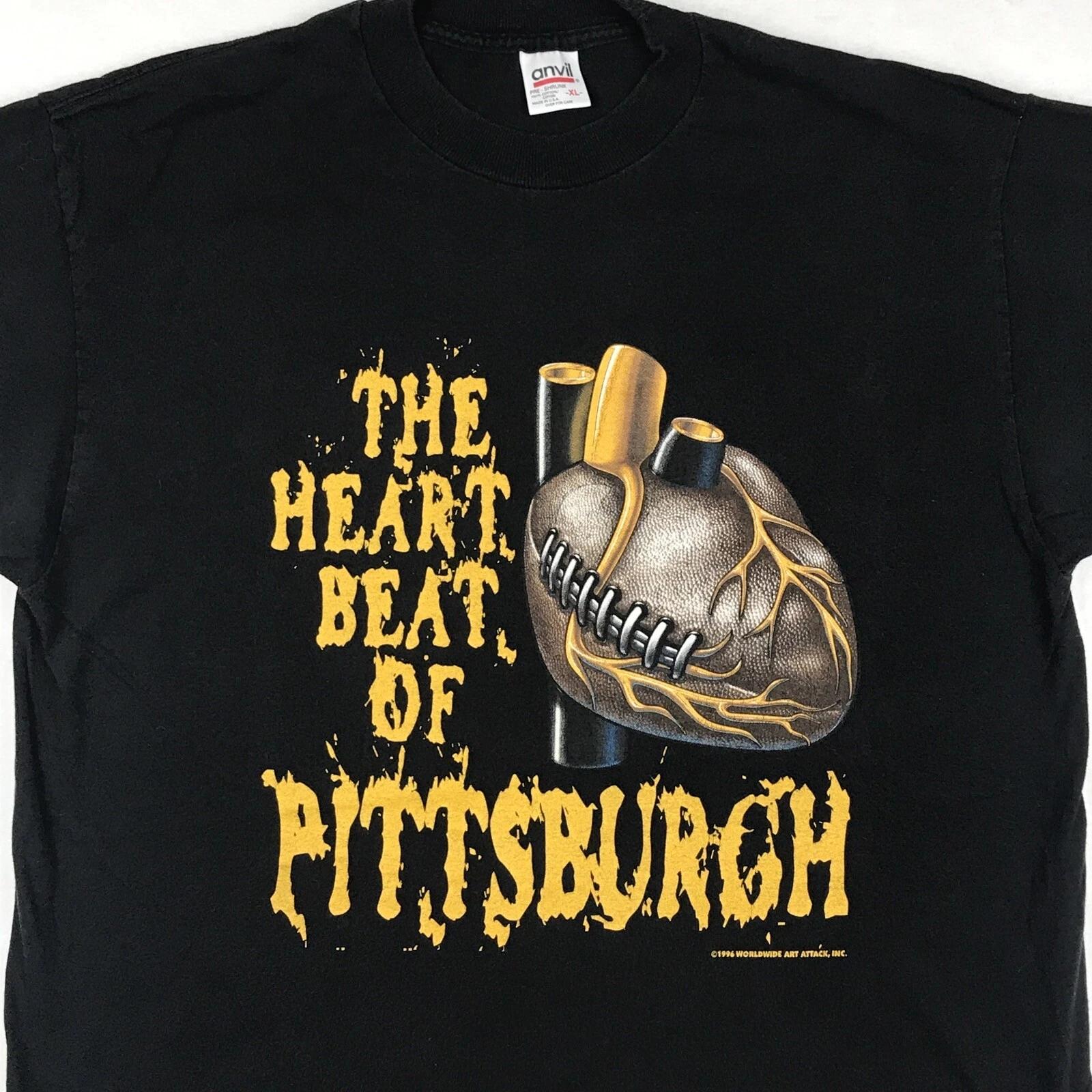 

vintage 90s PITTSBURGH STEELERS HEART BEAT T-Shirt XL football nfl hip hop 2XL