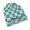 Blue White Hearts Checkered Pattern Modern Adult Beanie Designed To with Laid-Back Street Style Or Elevate Easy Outfits with Understated Edge
