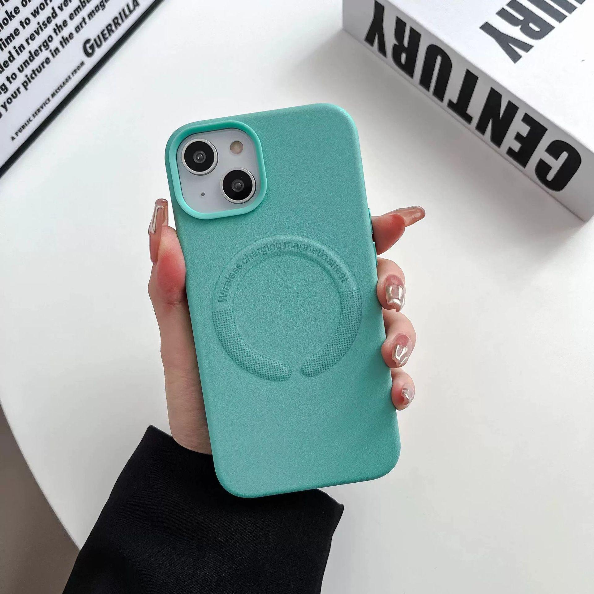 

Подходит для кожаного чехла для мобильного телефона Apple 15 с магнитной адсорбцией MagSafe для iPhone14, бизнес-модель 13Pro, противоударный защитный чехол iPhone15plus