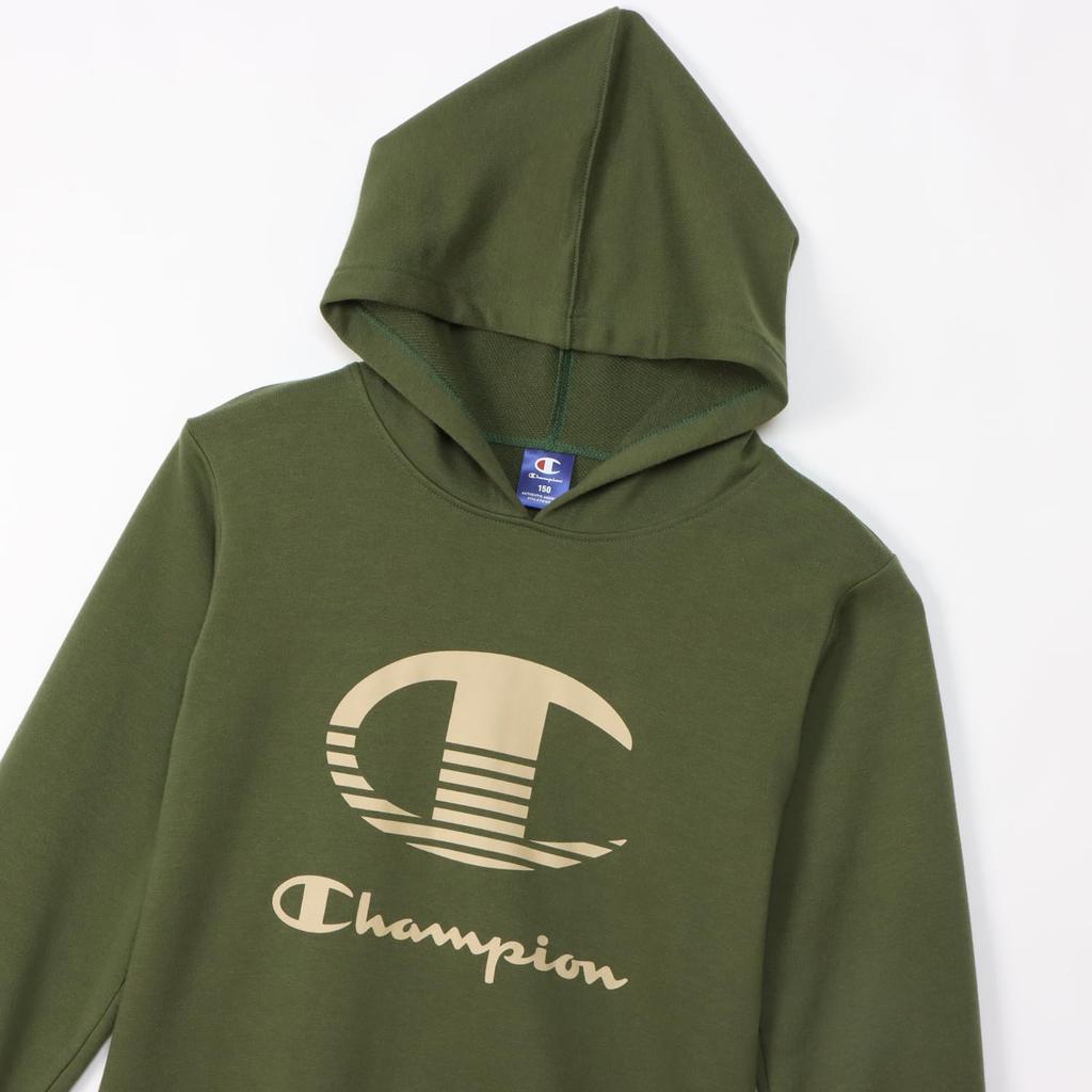 Parka Kinder Langarm Schriftzug Logo Kapuzenhemd Schule Jungen Khaki [Champion] CK-YS103