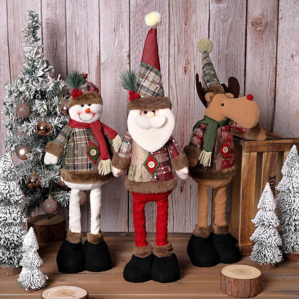 Direktlieferung ab Werk von grenzüberschreitendem weihnachtlichem Retro-Schneeflocken-Karomuster-Stoff, dehnbare Puppen für Hotels und Einkaufszentren