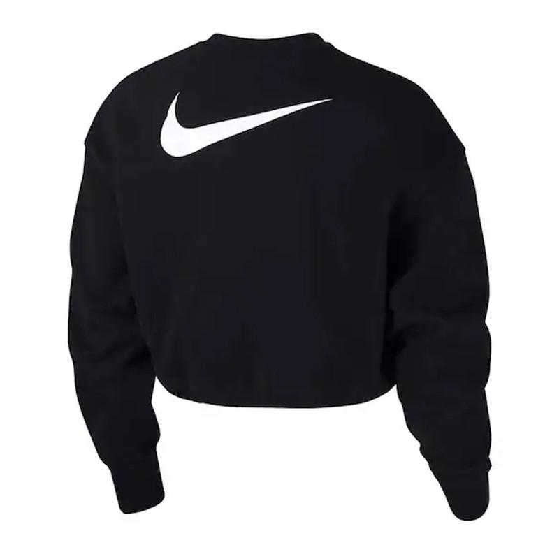 Nike Sudadera Corta de Manga Larga con Cordón y Estampado de Logotipo de Color Sólido para Mujer Tops Negro CJ3767-010