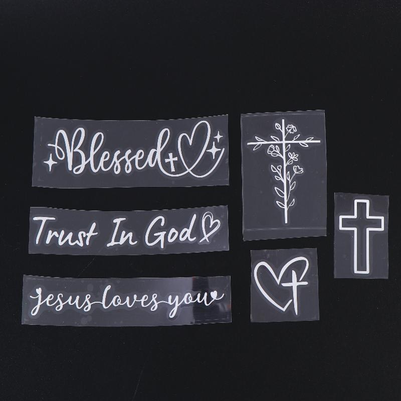 

6Pcs Religious Text Trust In Car Stickers Waterproof For Motorcycle Rearview Mirrors Auto Rearview Mirrors срібний