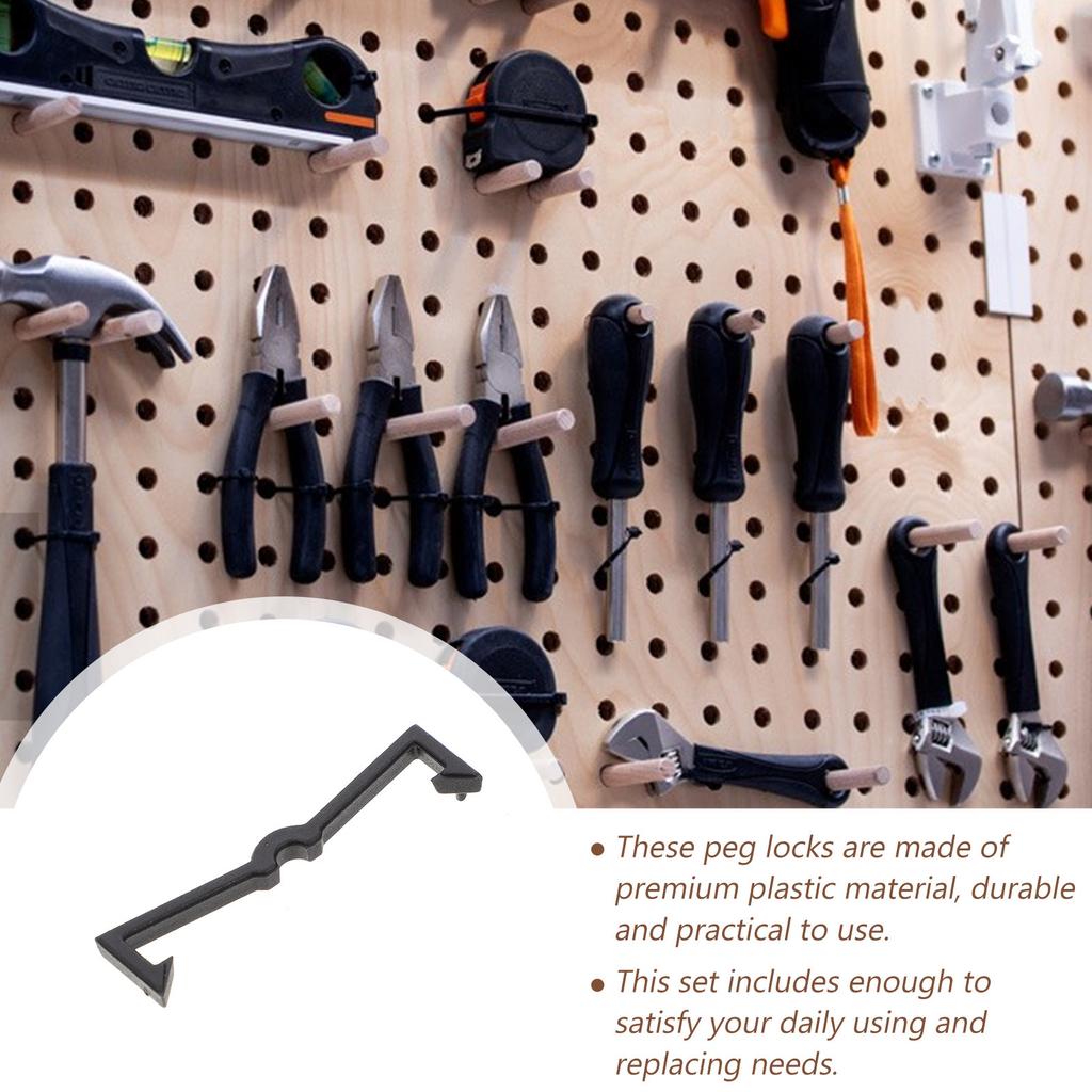 200Pcs Fixed Clip Easy Install Plastic Pegboard Hook Locks for Display Storage Organization Kit Black Pegboard Hook