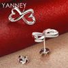 Exquisite 925 Sterling Silver Double Heart Earrings for Women, Fashionable Jewelry for Weddings and Parties
