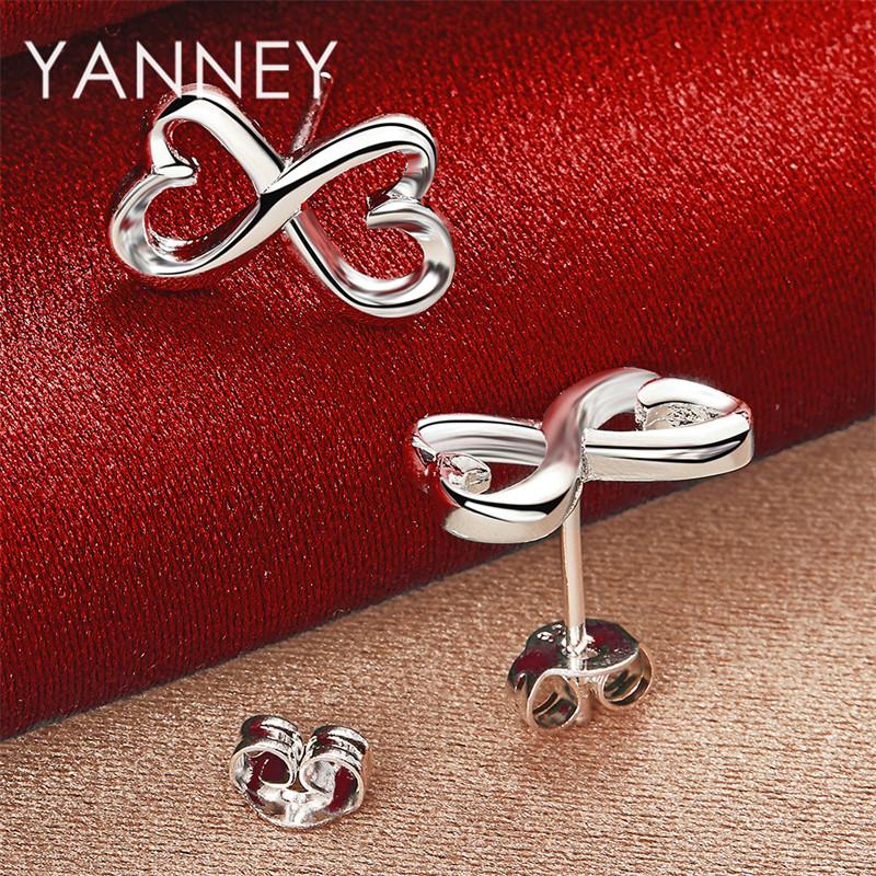 Exquisite 925 Sterling Silver Double Heart Earrings for Women, Fashionable Jewelry for Weddings and Parties