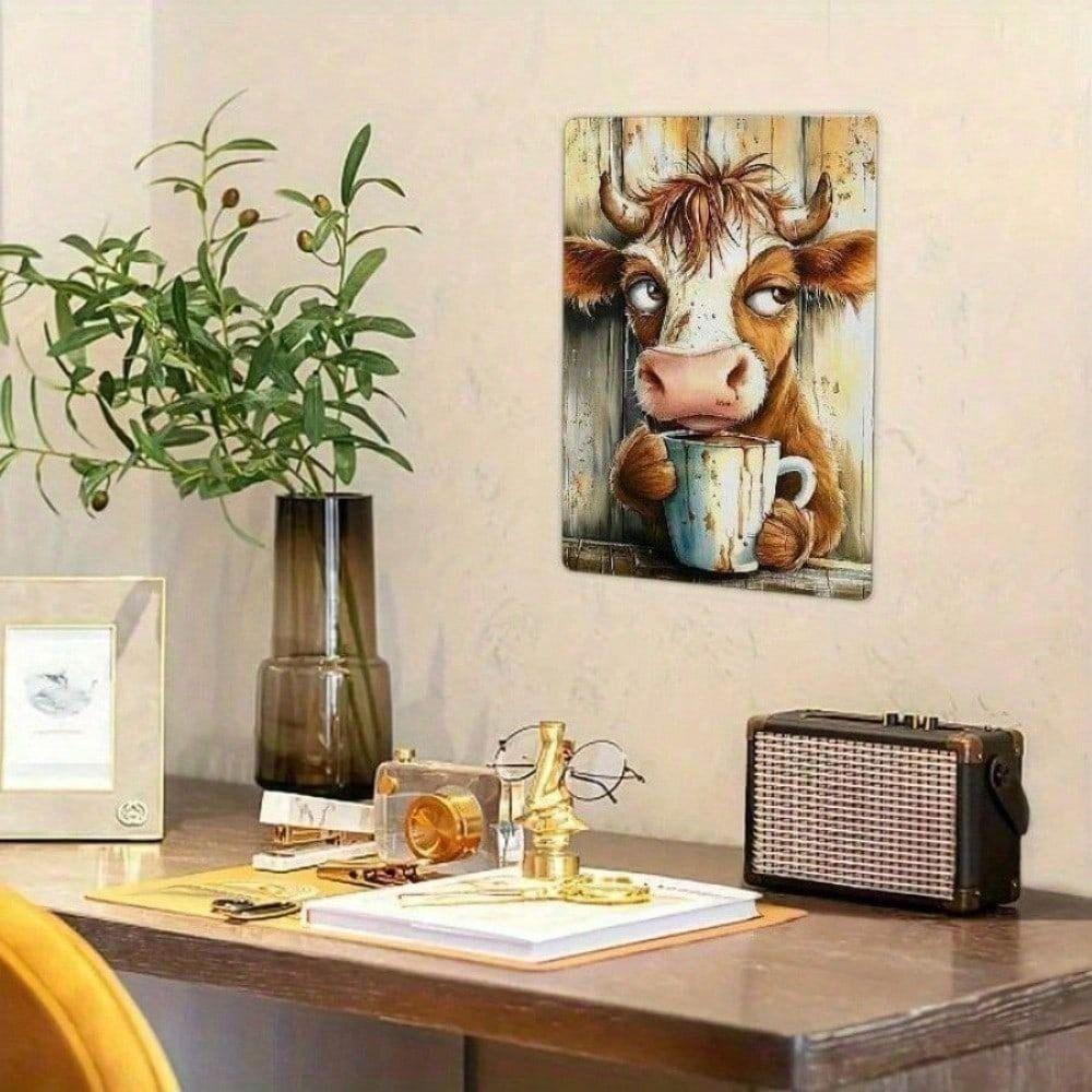 Tin Sign Cow Retro Metal Poster Wall Art Decor for Kitchen