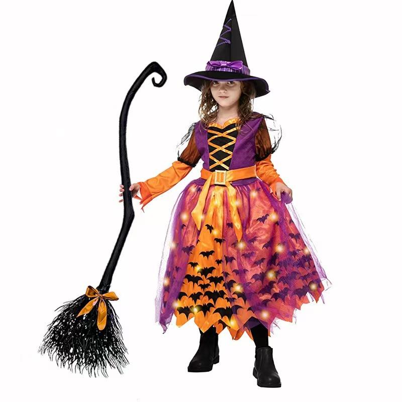 Halloween New Witch Broom Cosplay Costume Plastic Witch Magic Broomstick Prop for Party Dress Up Role Play Stage Performance