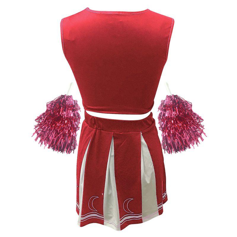 4-12 Years Kids Girls Cheerleader Costume Set Sleeveless Top Skirt Pompoms and Socks
