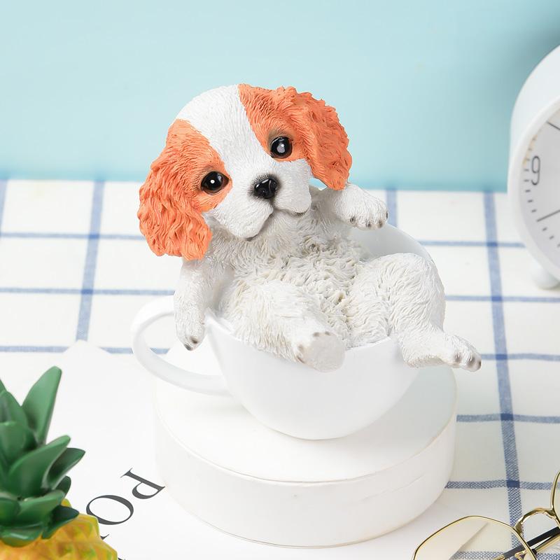 Home Decoration Cute Resin Dog Table Living Room Decoration Tea Cup Simulation Dog on Desk resin dog statues cute dog home deocr