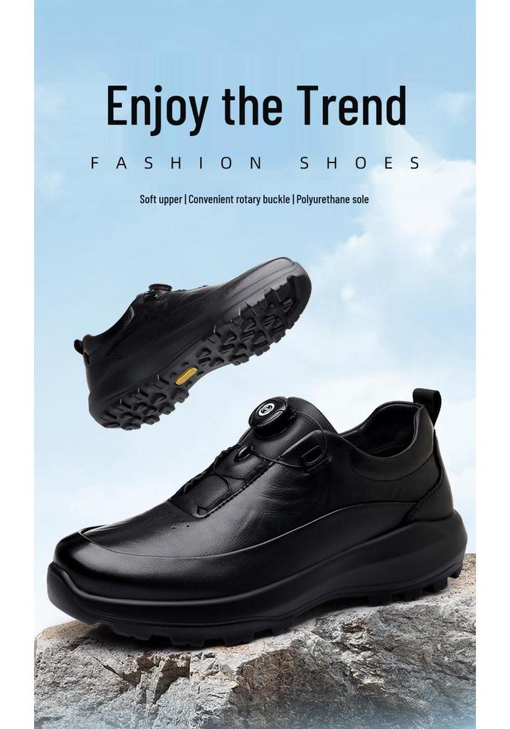 Men's Spring 2026 Rotating Buckle Leather Shoes - Business Casual, Outdoor Fashion, Sports, Travel, and Mountaineering.