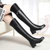 Fashion AIYUQI Women's Over Knee Boots Winter Fashion Middle Heel Fur Long Boots Women Genuine Leather Rider Boots Ladies