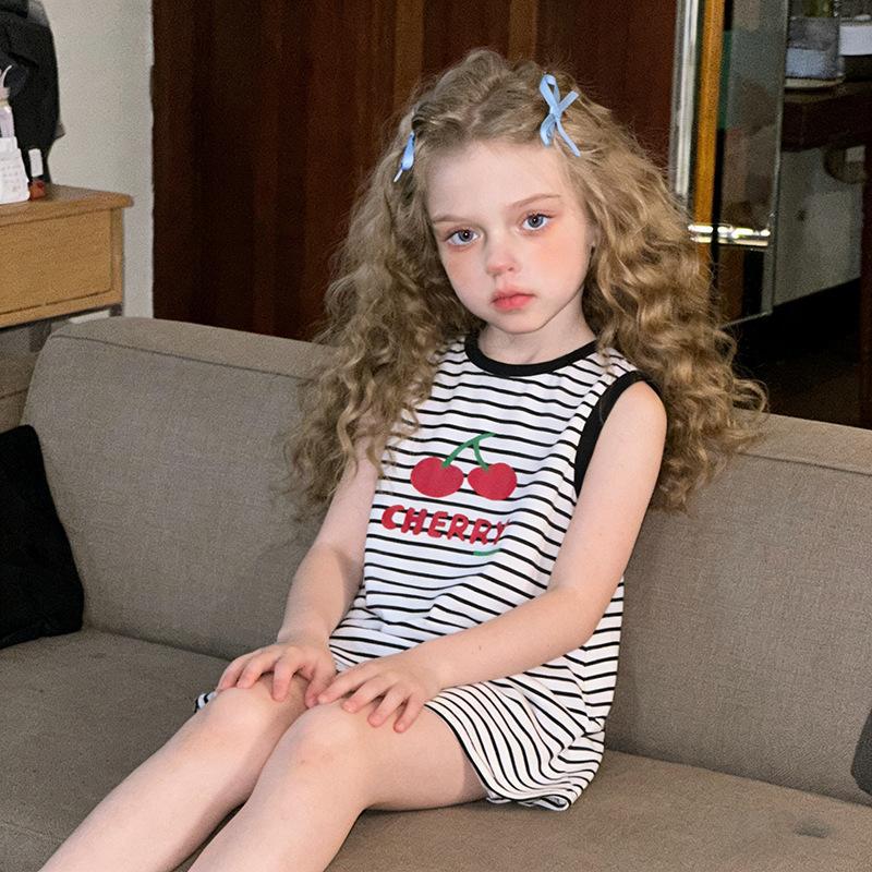 European & American Children's Sleeveless T-shirt Dresses 2026: New Casual Baby Pajama Dresses