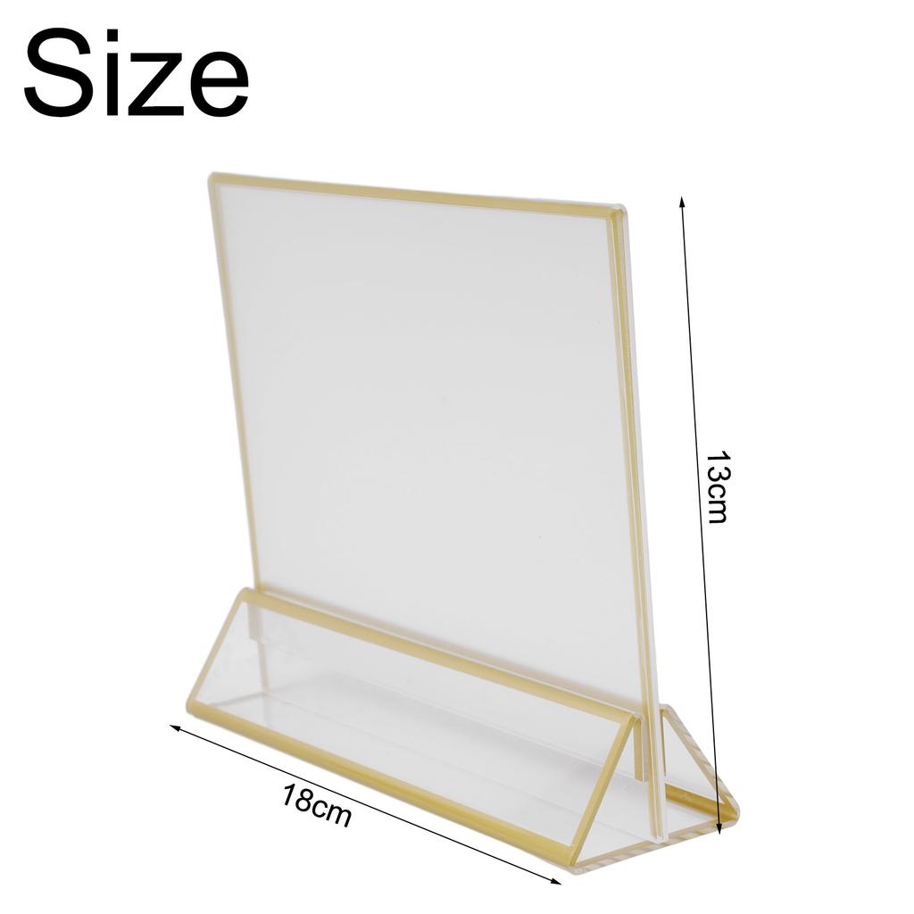 Porte-Affiches Acrylique à Bordures Dorées Présentoir Cadre Photo Porte-Papiers Transparent Présentoirs de Table pour Menus de Mariage Restaurants