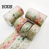 Decorative Masking Tape 3 Rolls Golden Foil Washi Tape, Retro Plaid Leaf Pattern Set Adhesive for DIY Crafts, Journal, Planner, Scrapbooking Supplies